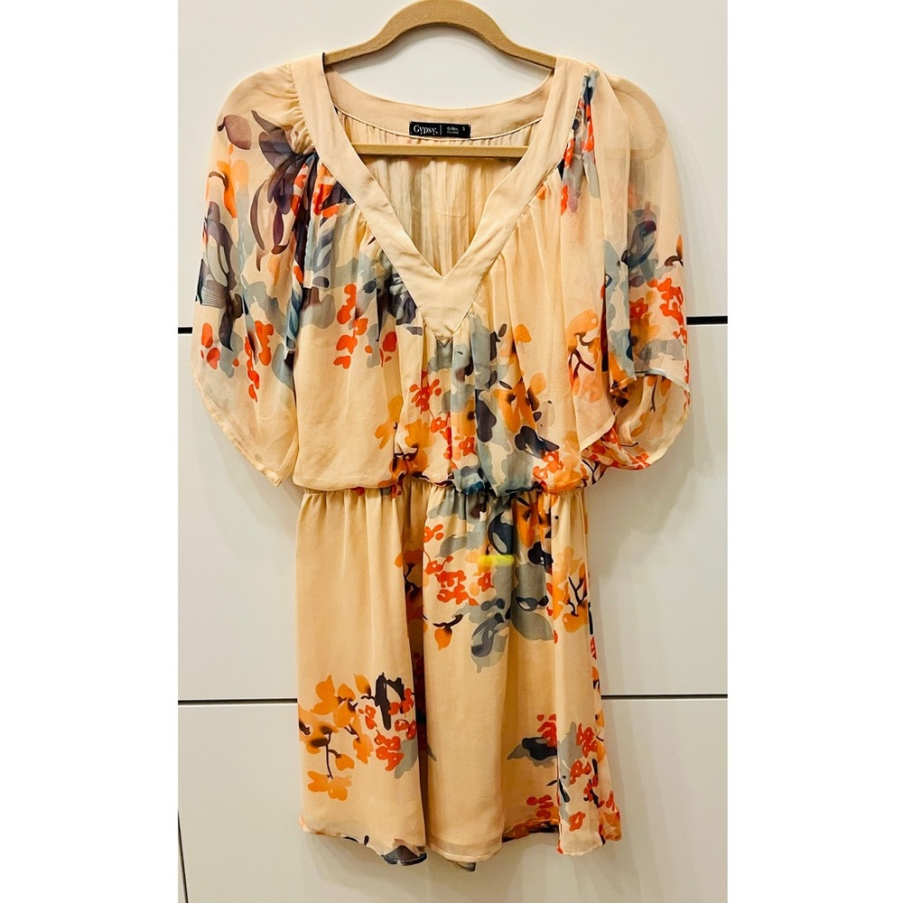 GYPSY 05 100% Silk Floral Floral Mini Dress/Tunic S